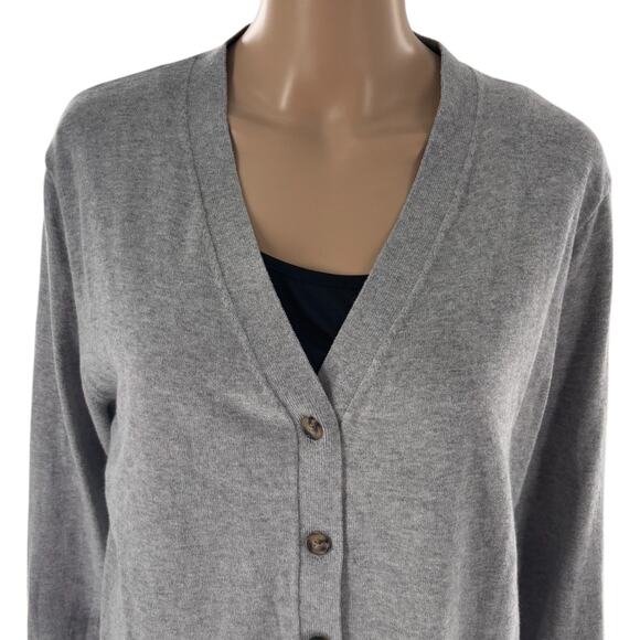 Summersalt Gray Two Tone Cotton Cashmere Cardigan Sweater - Picture 5 of 12